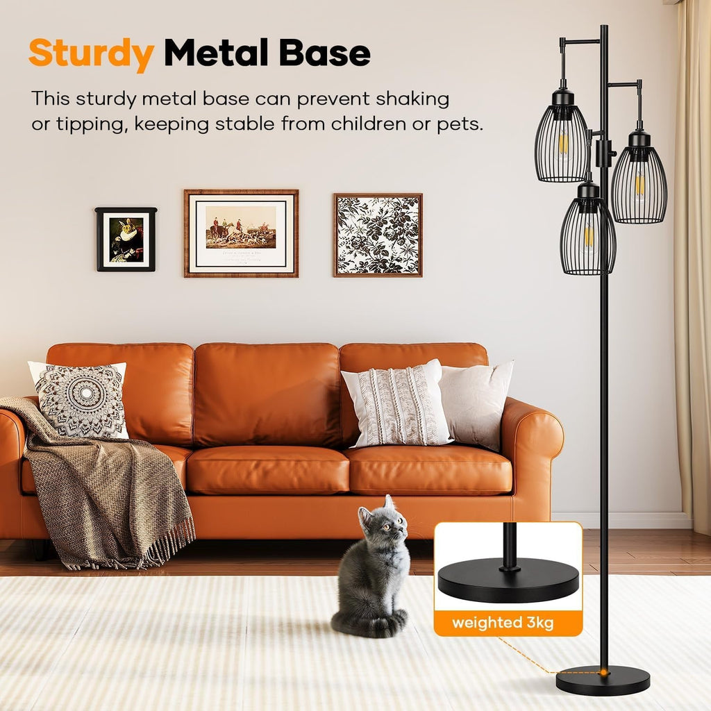 Industrial Black Floor Lamp ThreeBulb Dimmable LED-4