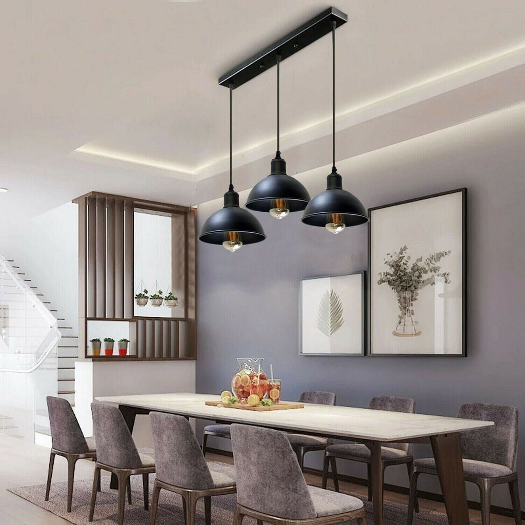 3 Light Pendant - Black Industrial Hanging Lamp ~1242-0