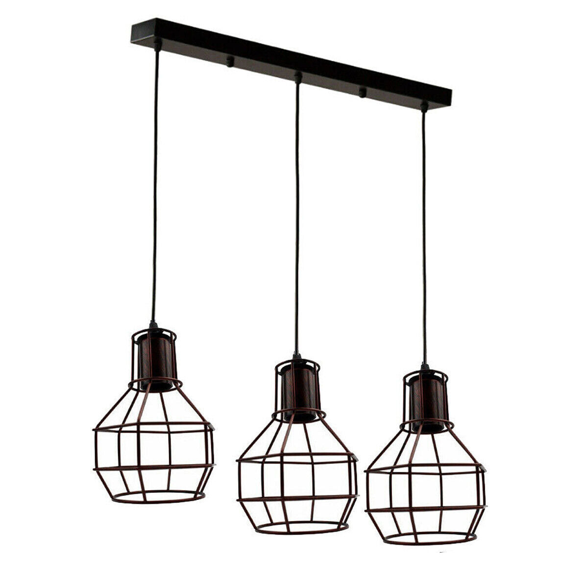 3 Light Pendant Light Height Adjustable, E27 Ceiling Lights Metal Square Plate Hanging Lights for Dining Room, Coffee Shop ~ 5706-6