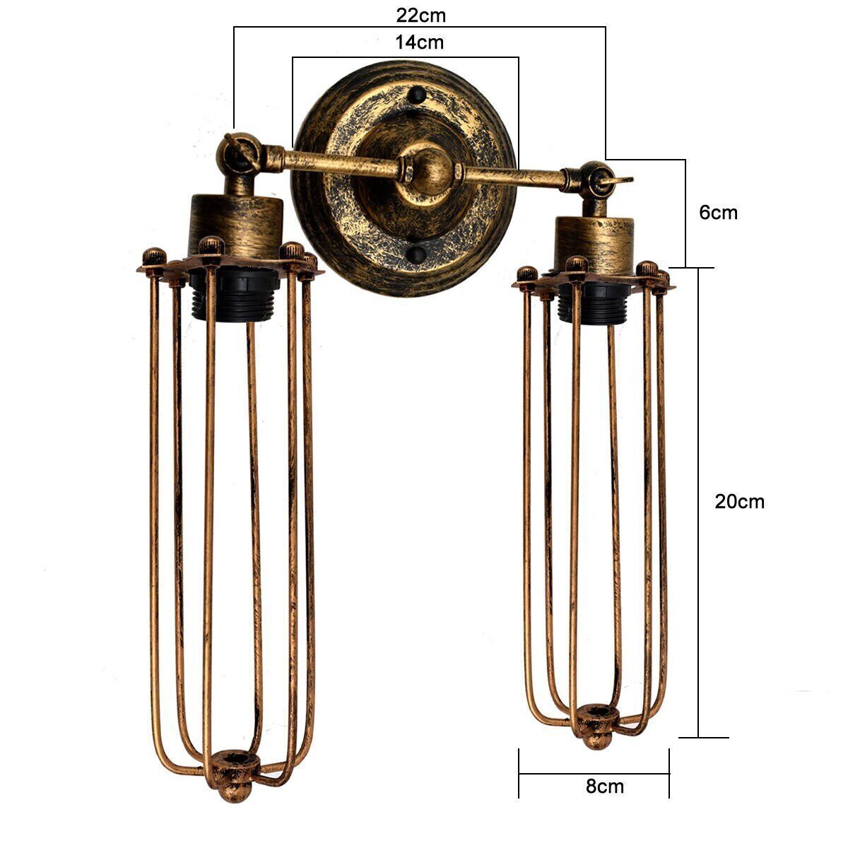 Vintage Industrial Wall Light Retro Cage Wall Sconce Lamp~5750-1