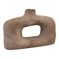 Brown Textured Wide Sculptured Vase 24.5cm x 7cm x 17cm-0
