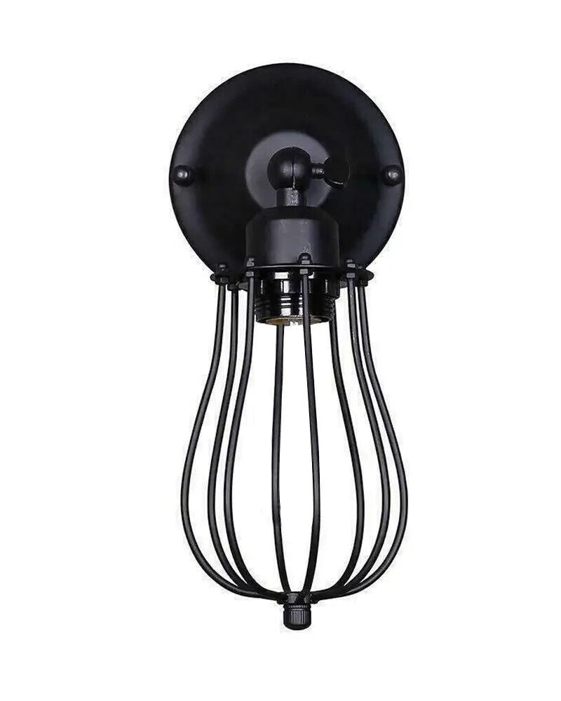 Industrial Cage Wall Light E27 Vintage Black Sconce~ 6004-5