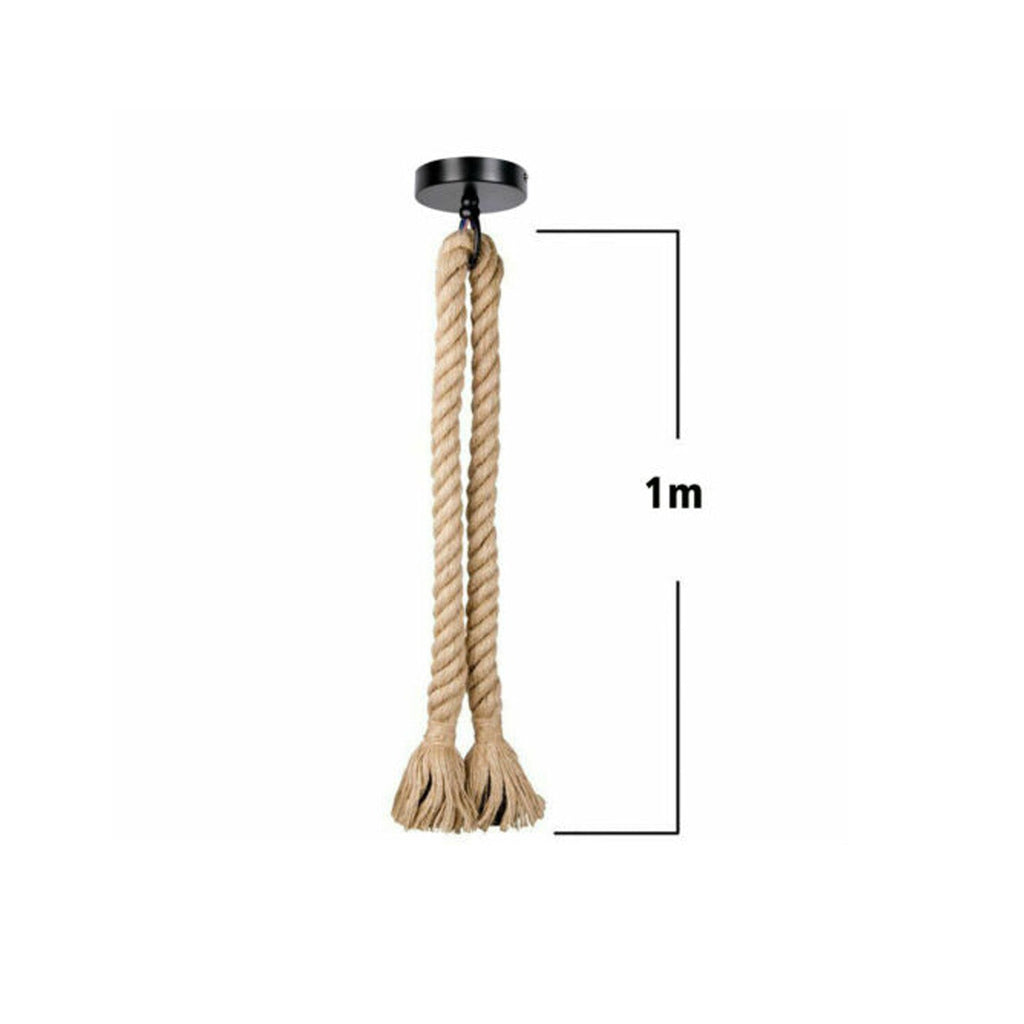 Industrial Hemp Rope Pendant Light E27 Handcrafted Ceiling Lamp~ 6040-4