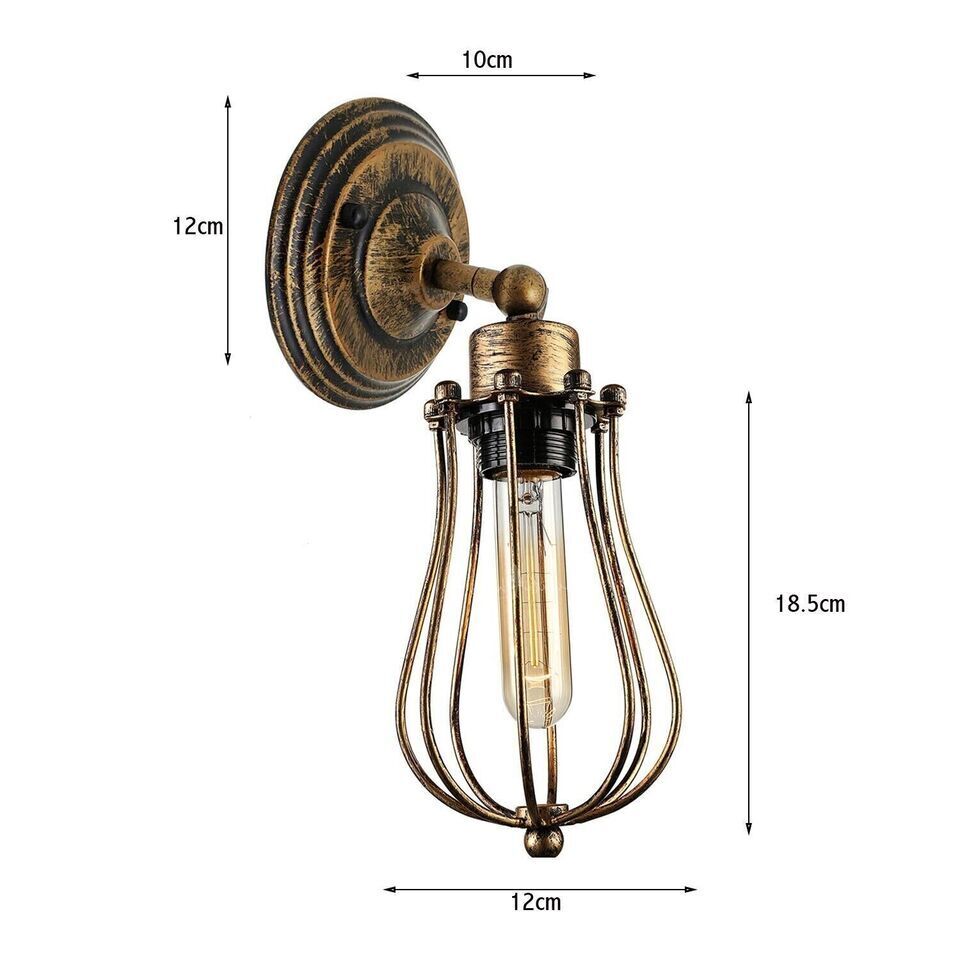 Industrial Wall Light Metal Wire cage E27 Wall Sconce Fitting ~6016-2