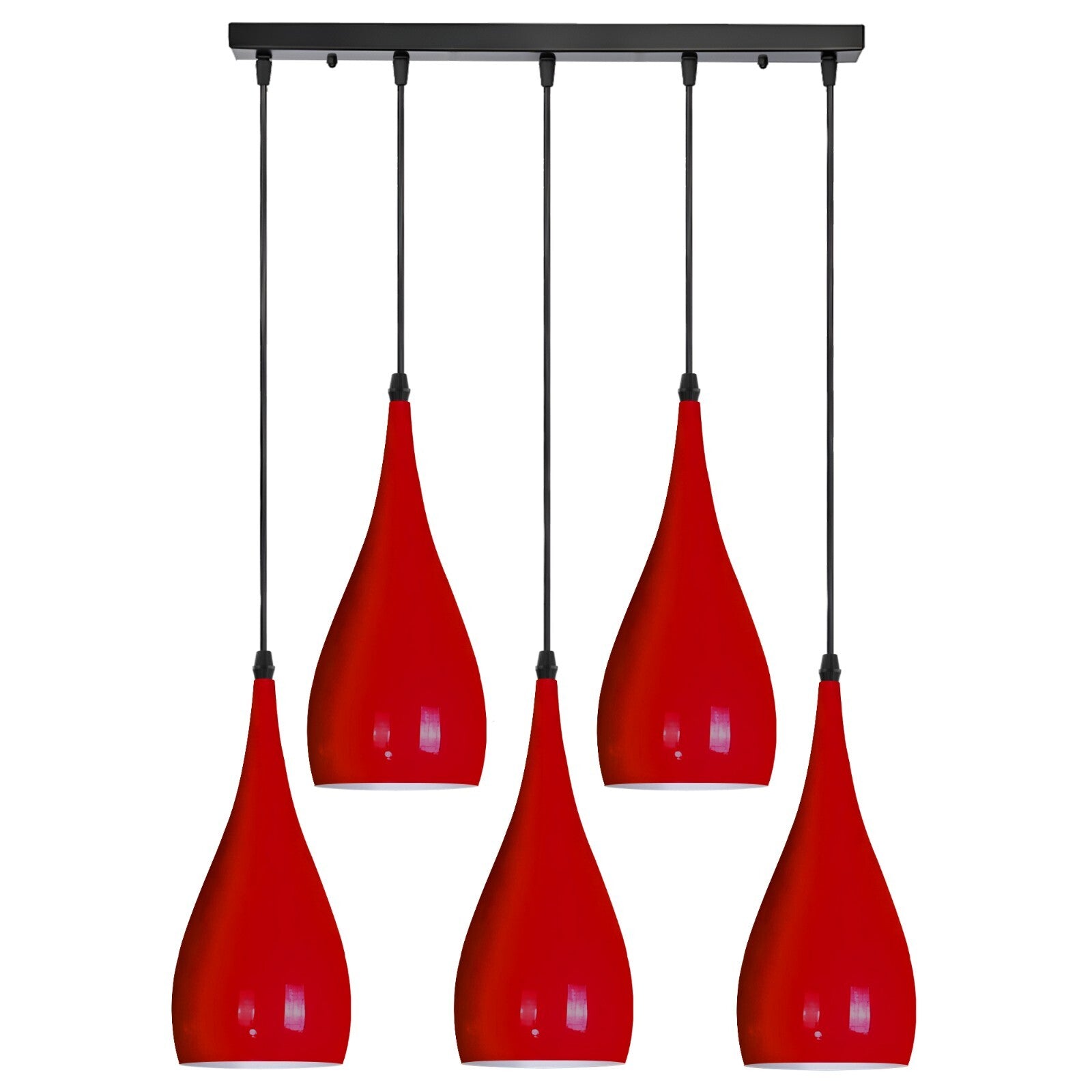 5-Way Linear Teardrop Pendant Light for Kitchen Islands Multi Drop Cluster E27 ~6107-2
