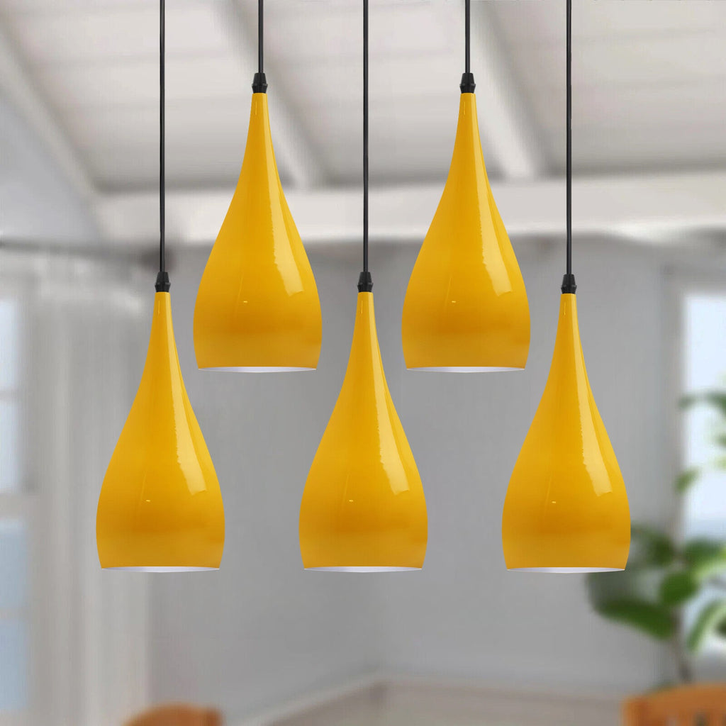 5-Way Linear Teardrop Pendant Light for Kitchen Islands Multi Drop Cluster E27 ~6107-4
