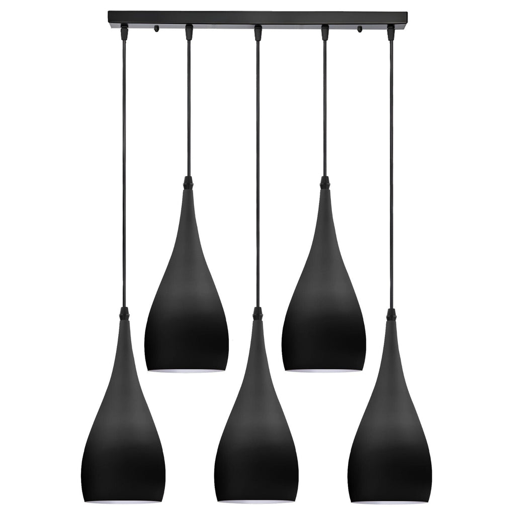 5-Way Linear Teardrop Pendant Light for Kitchen Islands Multi Drop Cluster E27 ~6107-5