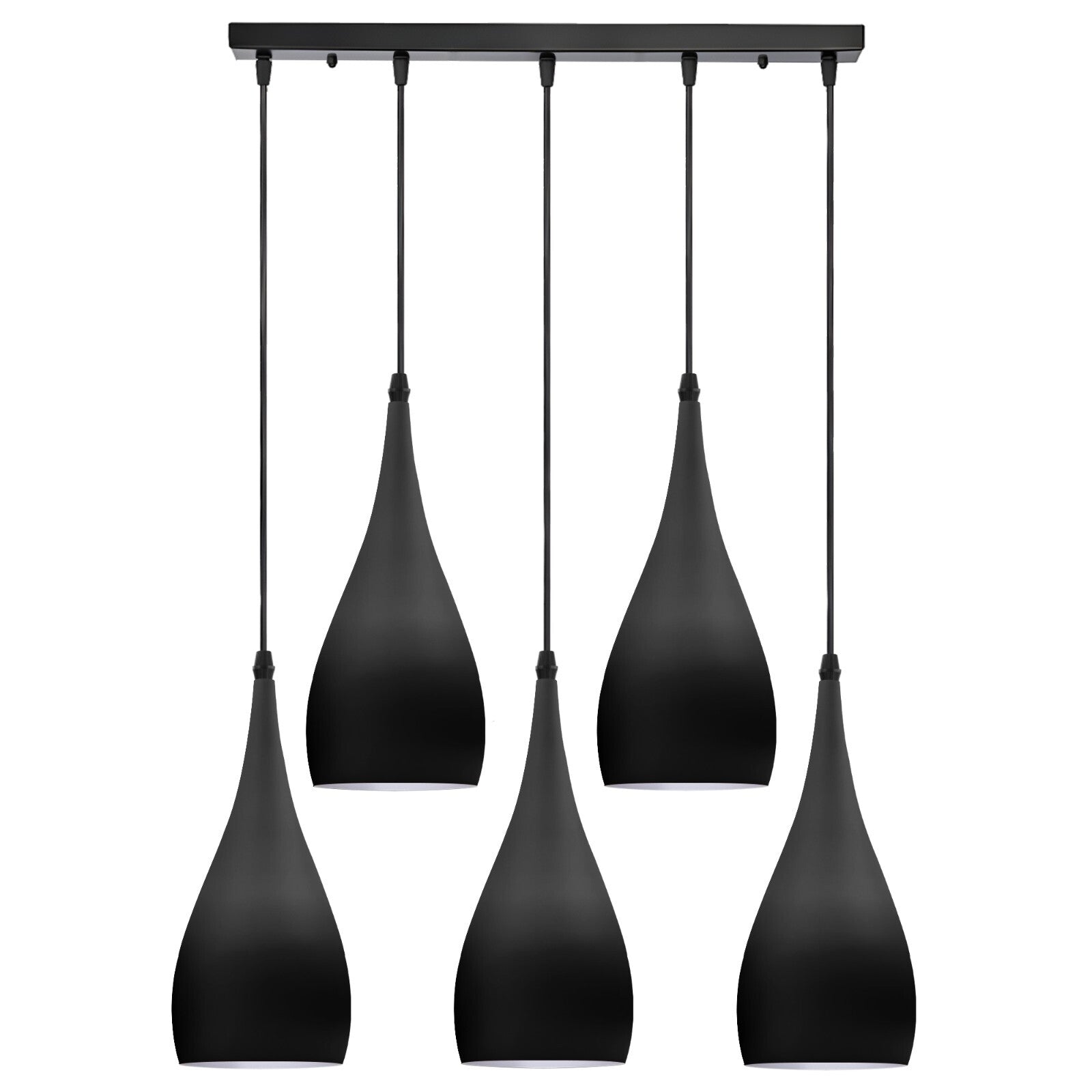 5-Way Linear Teardrop Pendant Light for Kitchen Islands Multi Drop Cluster E27 ~6107-5