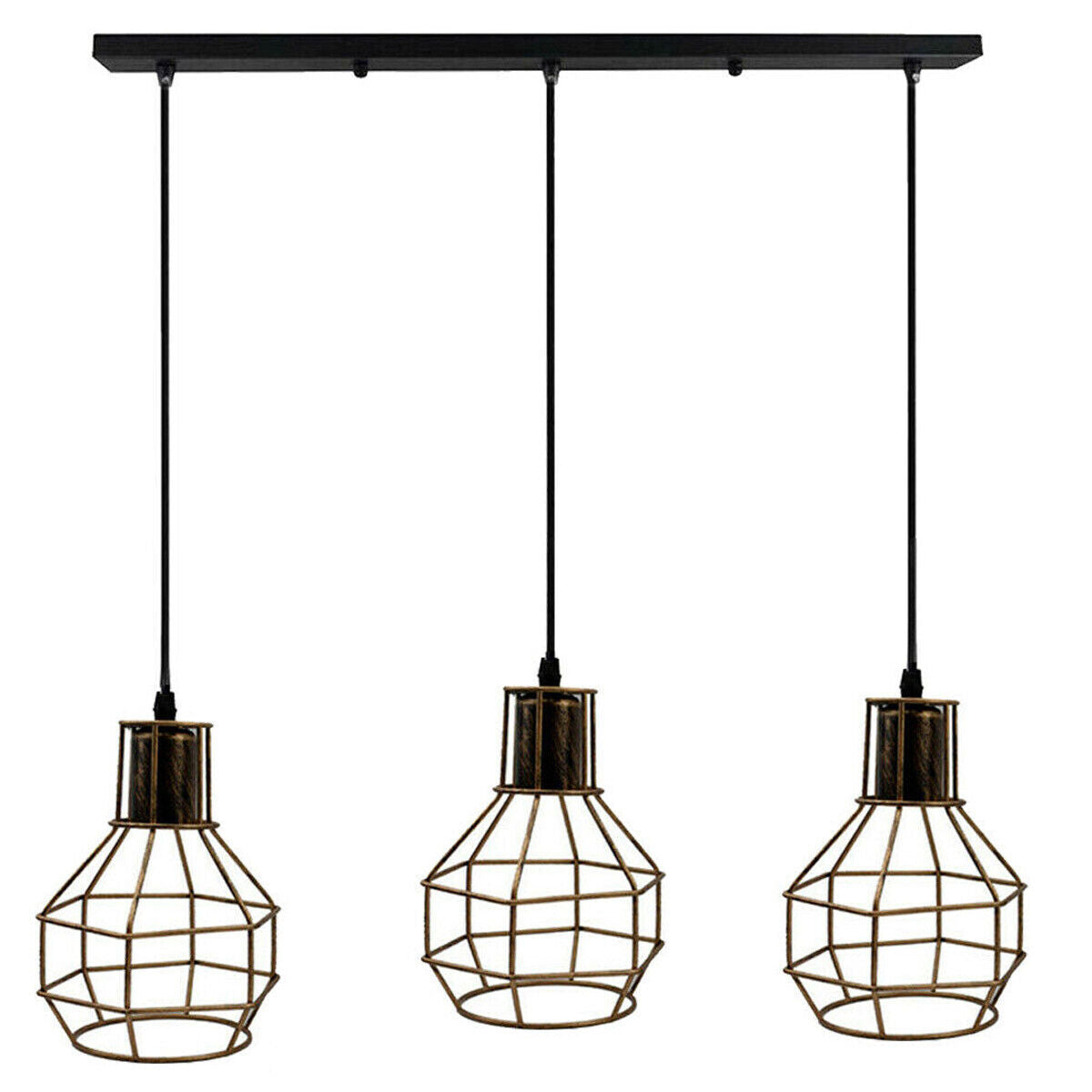 3 Light Pendant Light Height Adjustable, E27 Ceiling Lights Metal Square Plate Hanging Lights for Dining Room, Coffee Shop ~ 5706-5