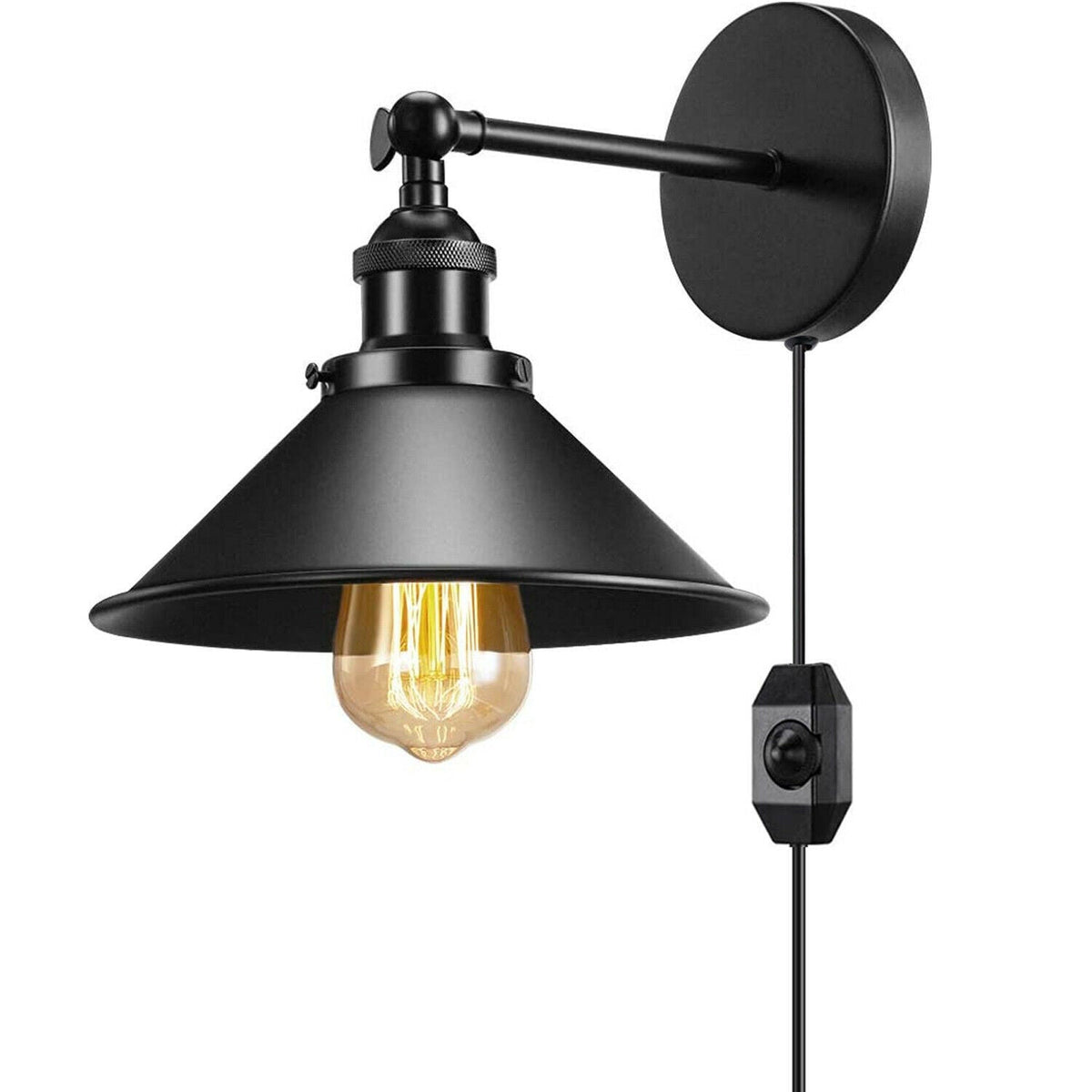 Industrial Black Adjustable arm  Plug-in Wall Lights ~ 6034-6