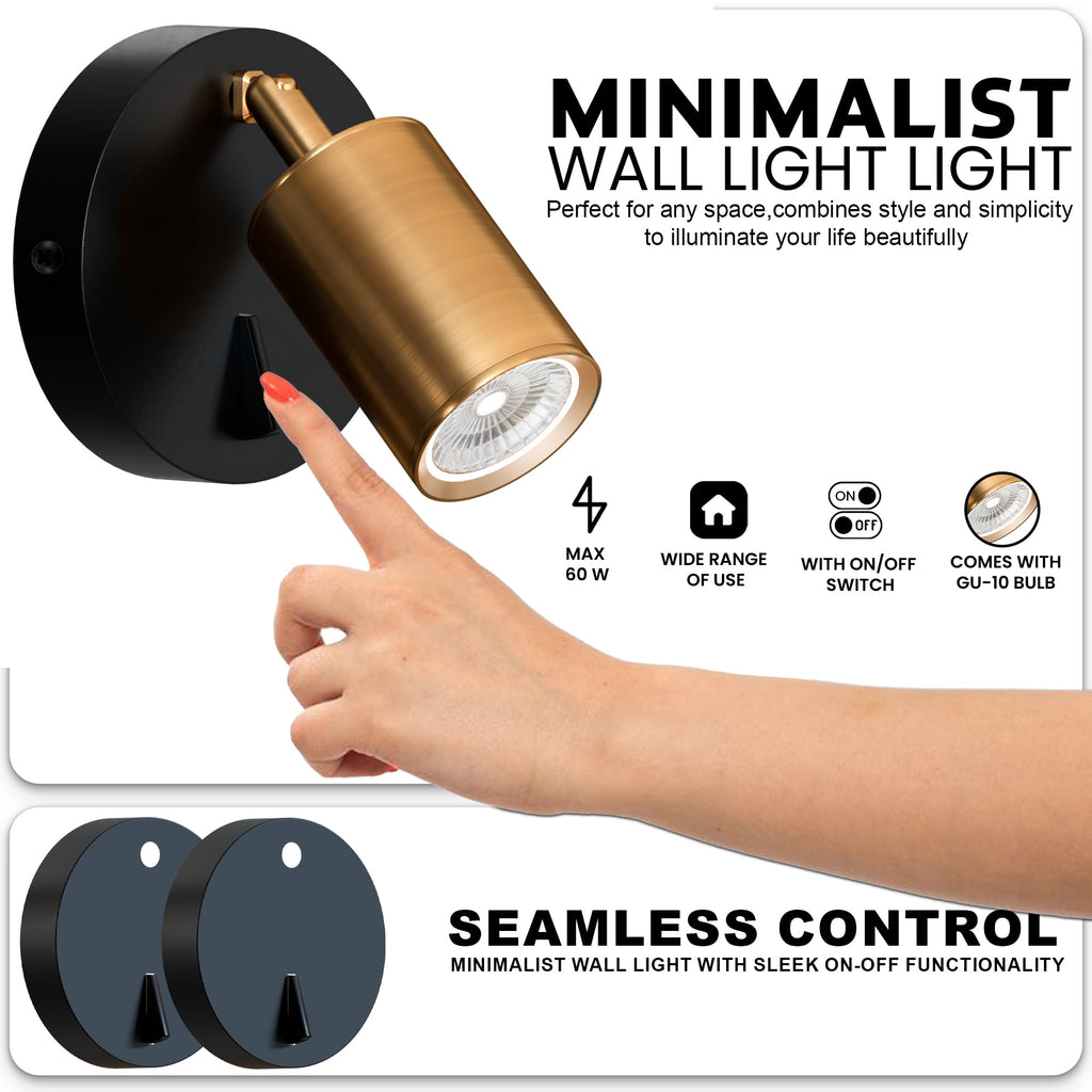 Modern Small Spot Wall Lamp Cylinder Metal Rotatable Bedside Wall Light ~ 5631-4