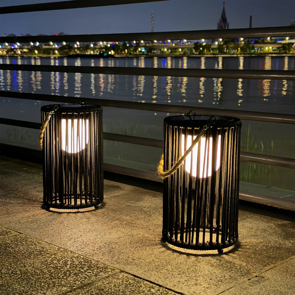 10.5'' High Solar Lantern Outdoor Table Lamp Black 2Pcs-3