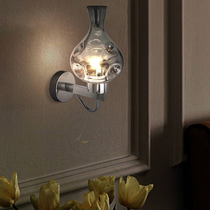 Vintage Wall Lamp Industrial Smoked Glass Wall Light Sconce ~4904-0
