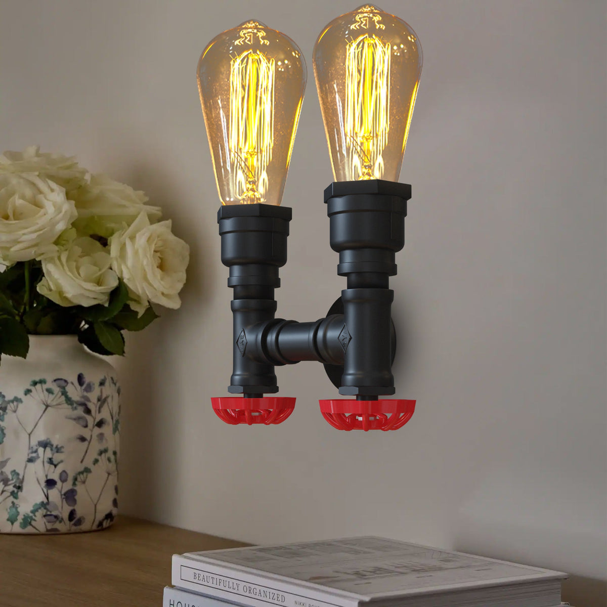 Twin Industrial Steampunk Water Pipe Wall Light E27~5686-0