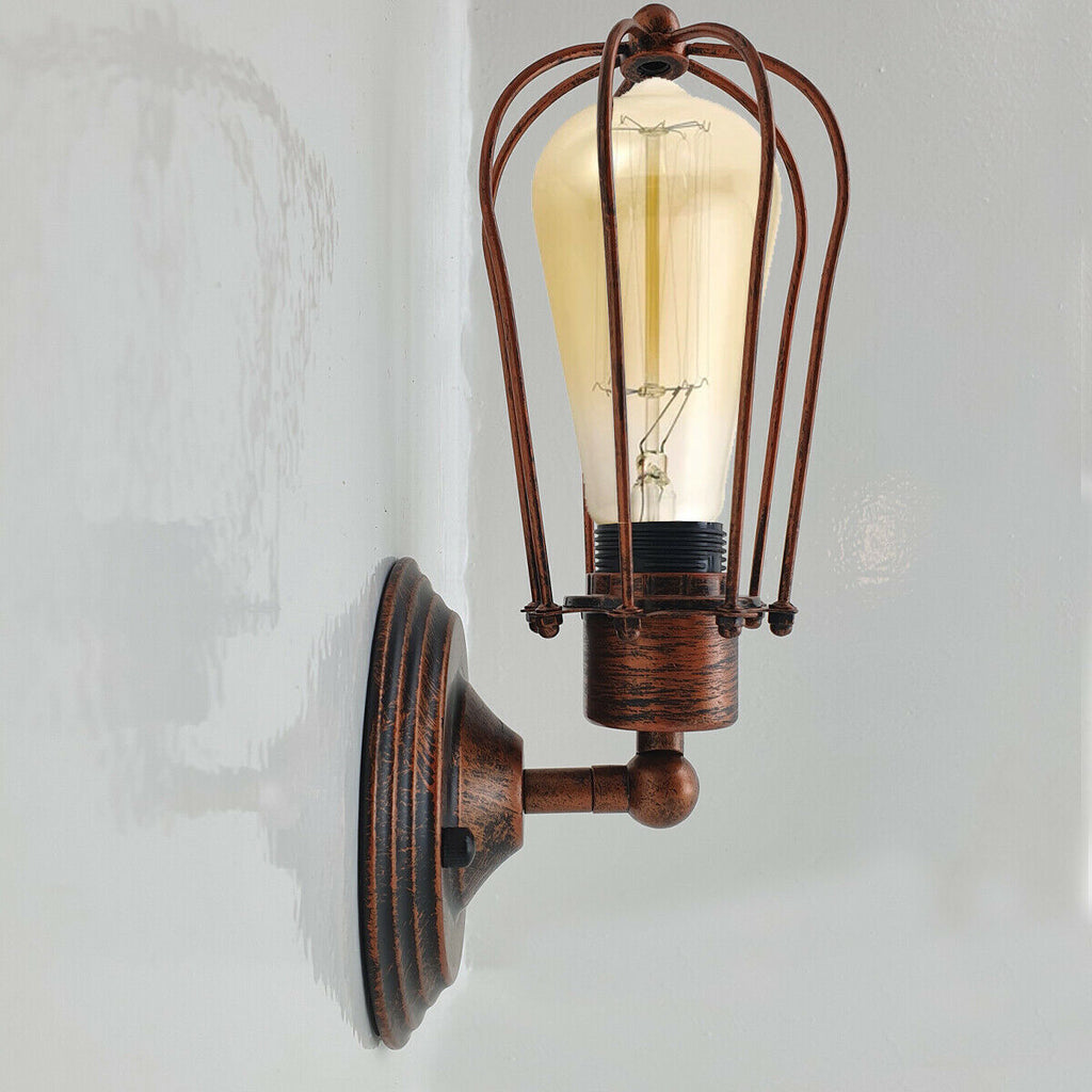 Vintage Industrial Cage Wall Sconce Ceiling Light Porch Lamp ~3549-0