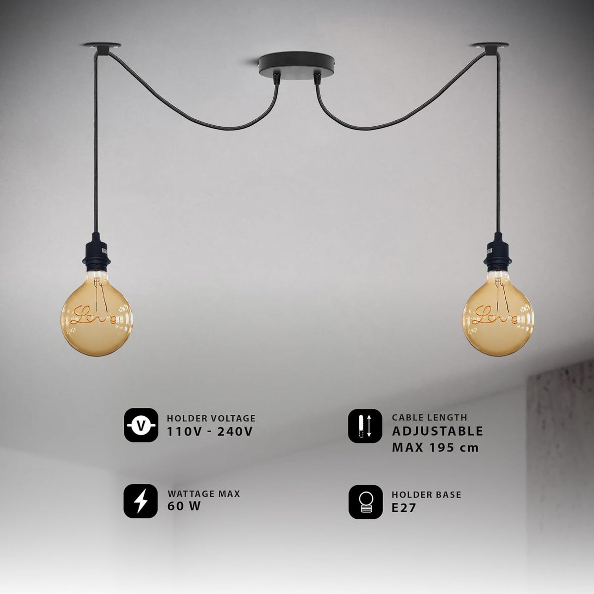 Spiral 2 Light Pendant lamp Fitting ~6432-2
