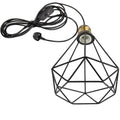 Plug In Pendant Light | Black Diamond Wire Cage | 4M Cord & Inline Switch ~6221-5