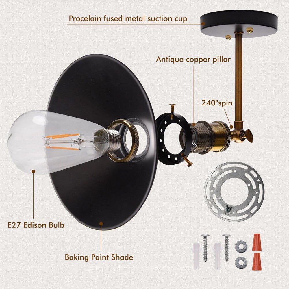 2 x Industrial Metal Wall Lights Indoor ~6192-4