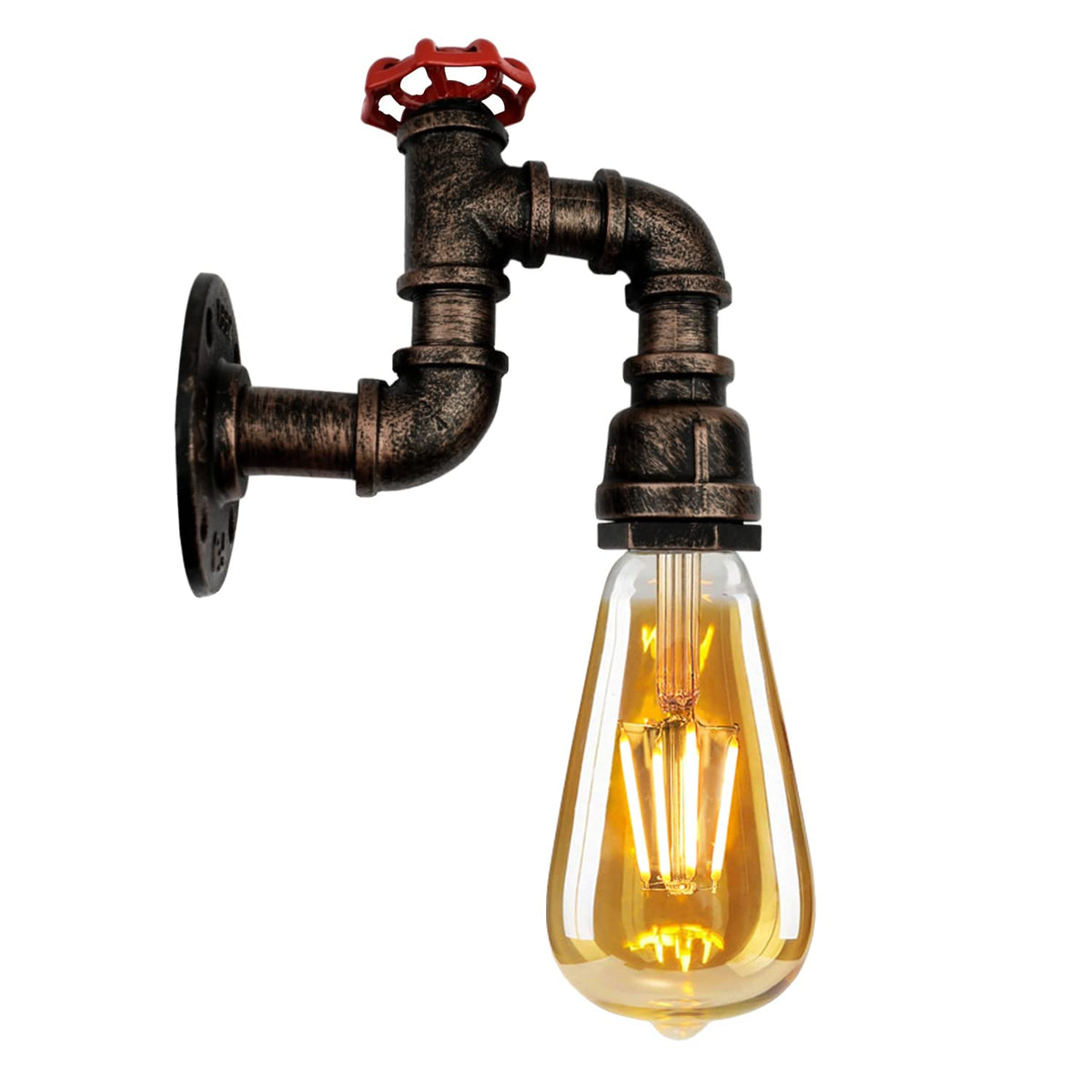 Industrial Water Pipe Wall Light Retro Steampunk E27 Sconce~2173-8