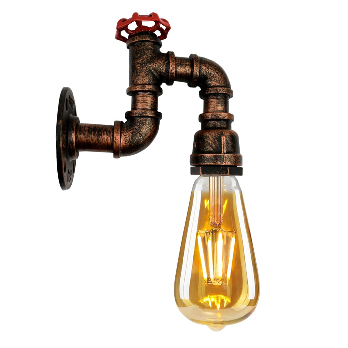 Industrial Water Pipe Wall Light Retro Steampunk E27 Sconce~2173-10