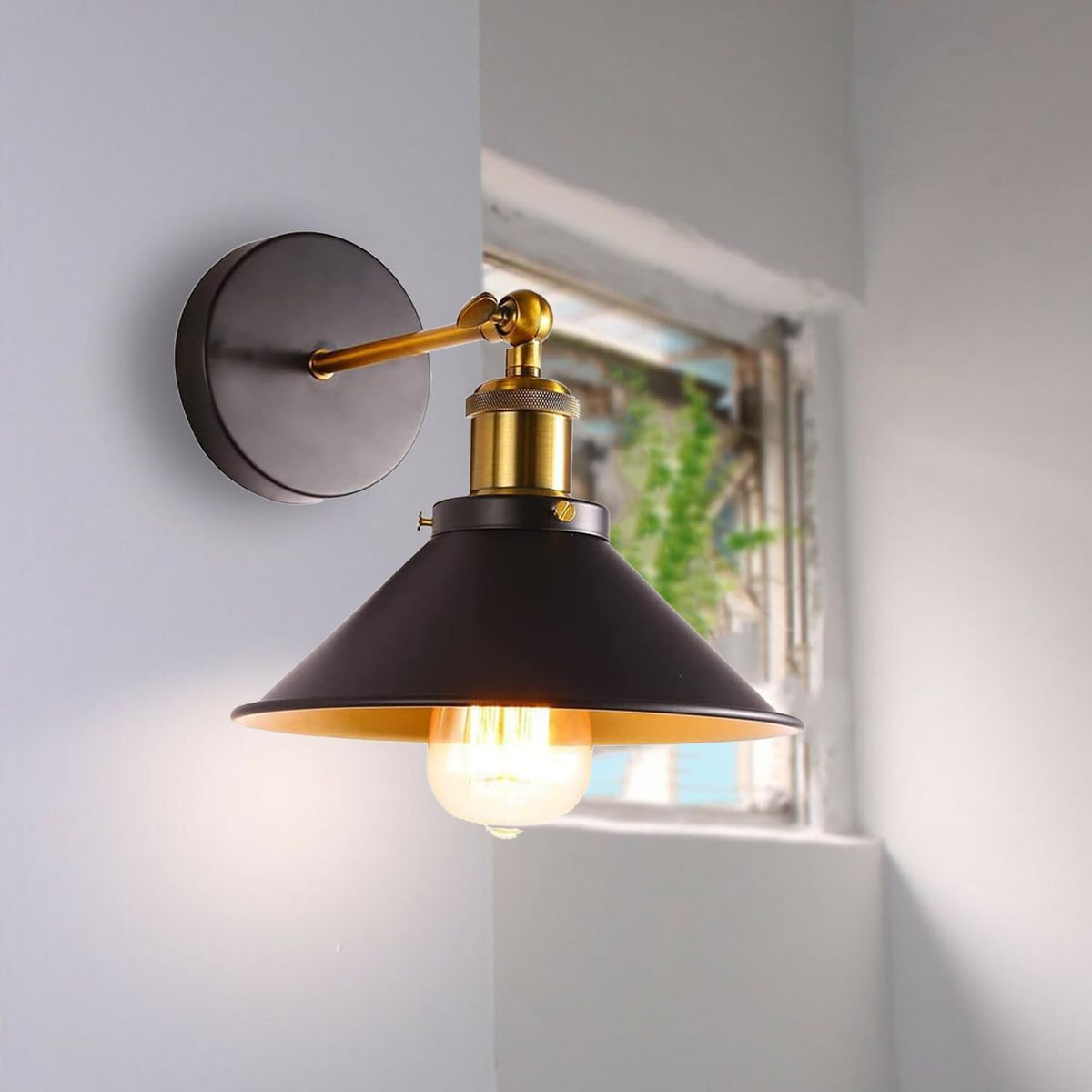 2 x Industrial Metal Wall Lights Indoor ~6192-0