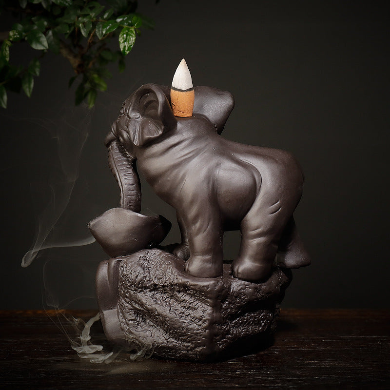 Zisha Elephant Incense Burner Home Decor Figurine