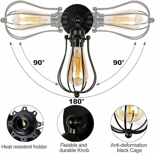 Vintage Industrial Sconce Lamps Modern Retro Wall Mounted Lights Lamp Fixture~2141-4
