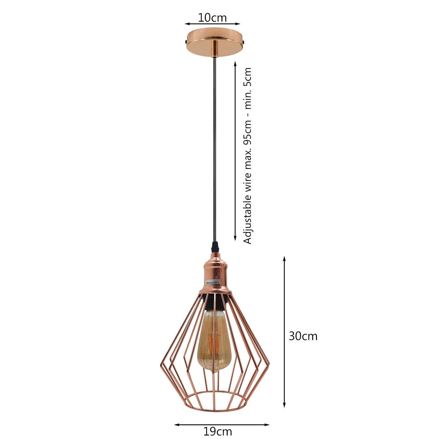 Metal Diamond Cage Ceiling Pendant Light Modern Hanging Lamps~1357-3