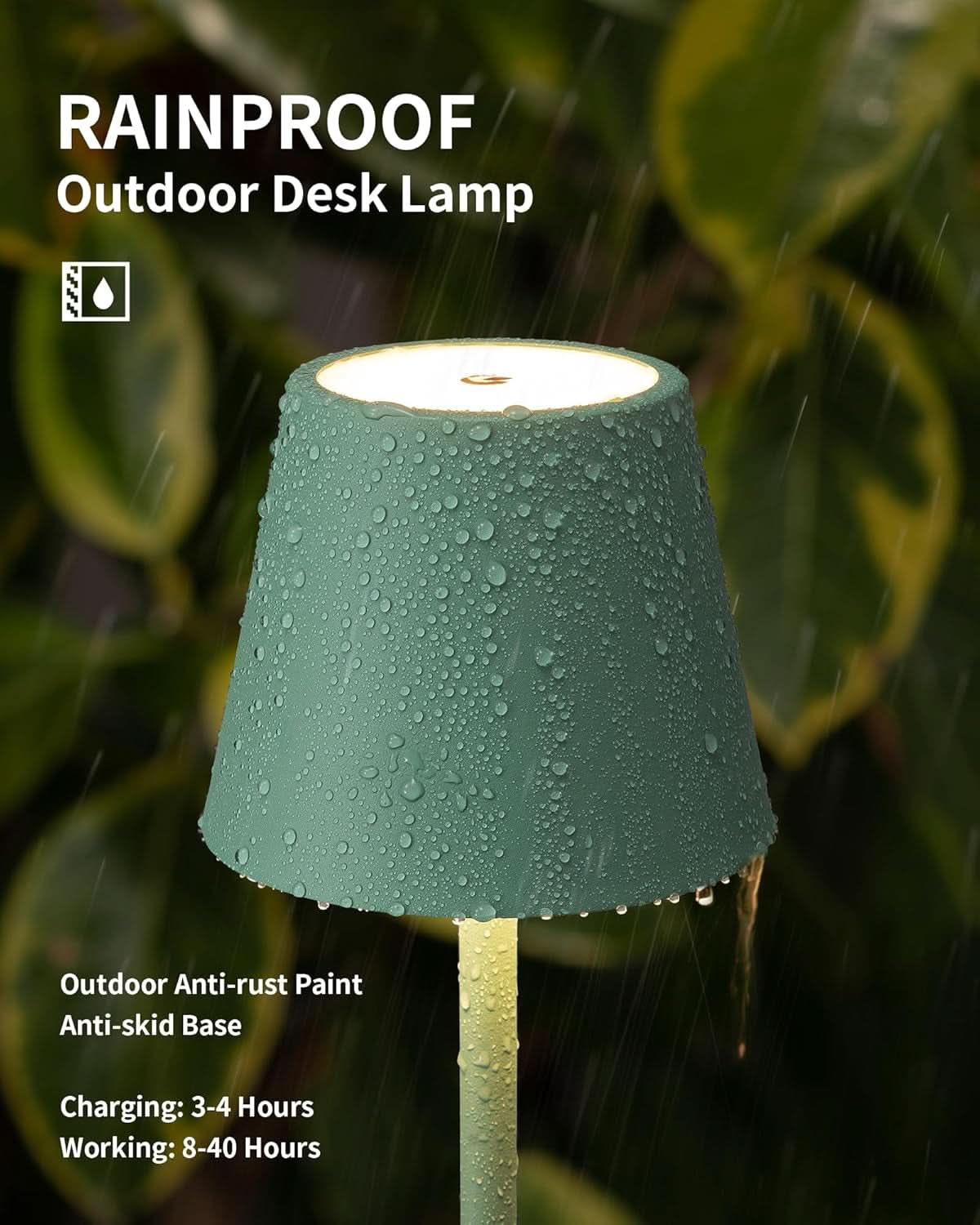 Two Pack Cordless LED Table Lamp 5000mAh Battery Portable Dimmable Green Desk Lamp With 3 Color Temperatures-2