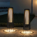 2 Piece Solar Powered Lantern Wicker Solar Patio Lamp Black-0