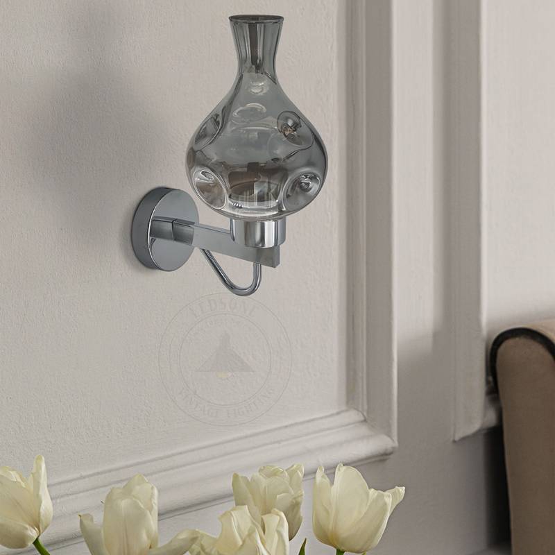 Vintage Wall Lamp Industrial Smoked Glass Wall Light Sconce ~4904-4