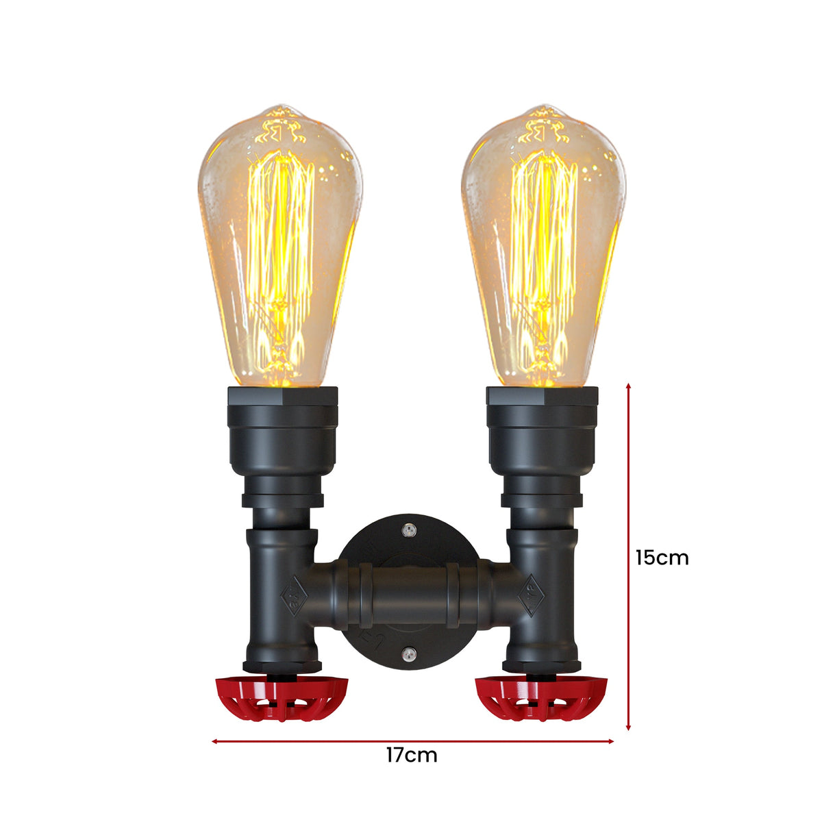Twin Industrial Steampunk Water Pipe Wall Light E27~5686-1