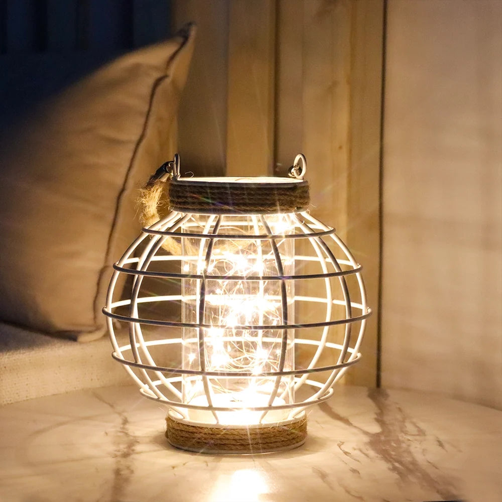 Metal Cage LED Lantern Battery Powered 7.3" Tall White-2