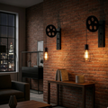 Industrial Wall Light E27 – Adjustable Pulley Vintage Cage Lamp~5300-0