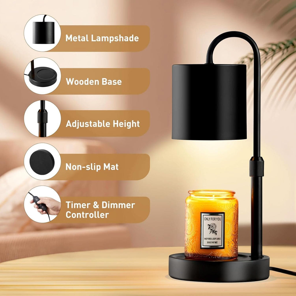 Dimmable Candle Warmer Lamp With Timer Control Black-1