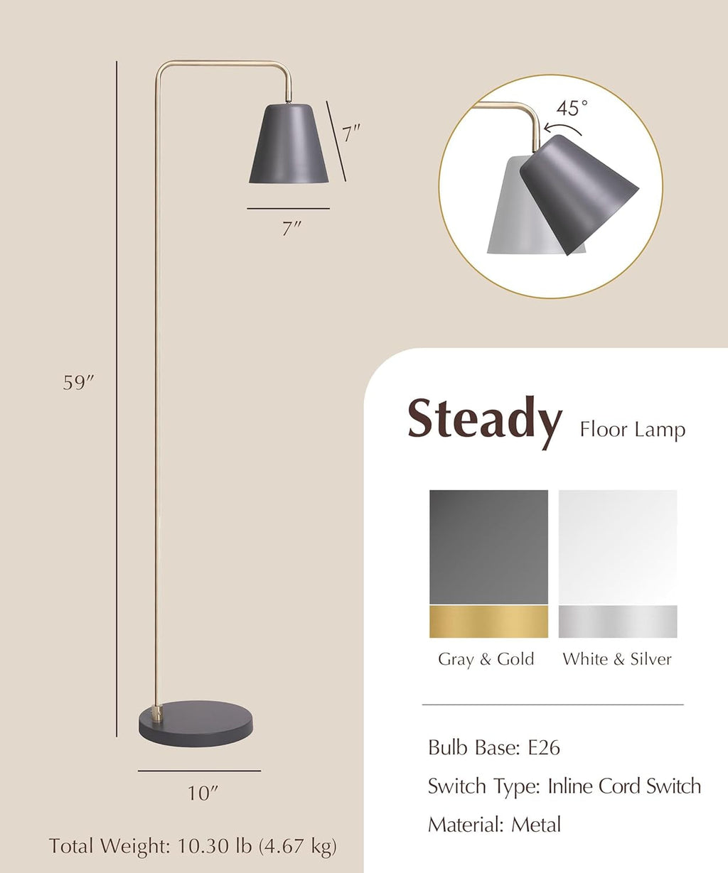 Steady Brass Floor Standing Reading Lamp Adjustable-1