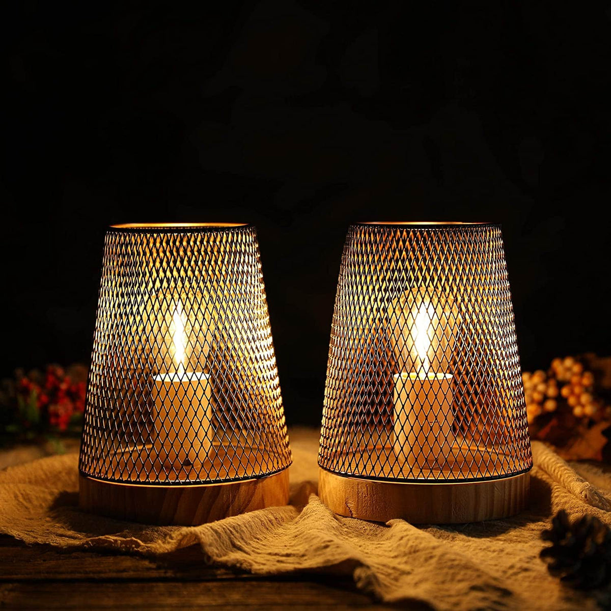 7.5''High Battery Powered Metal Mesh Table Lamp（Set of 2）-1