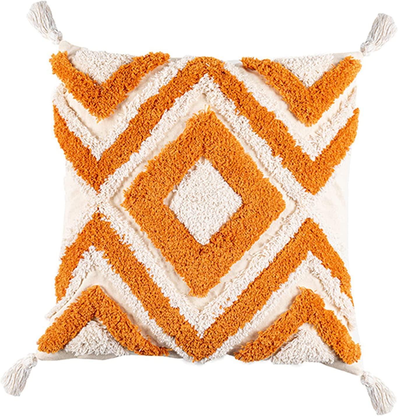 Boho Cotton Tassel Cushion Cover | Tufted Design 14 - 45x45cm Home Décor-0