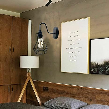 LEDSONE Industrial Vintage Wall Sconce – Geometric Metal Cage E27 Lamp ~5645-1