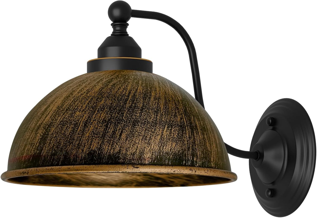 Industrial Wall Sconce with Brushed Copper Metal Dome Shade  Indoor Wall Light~6178-3