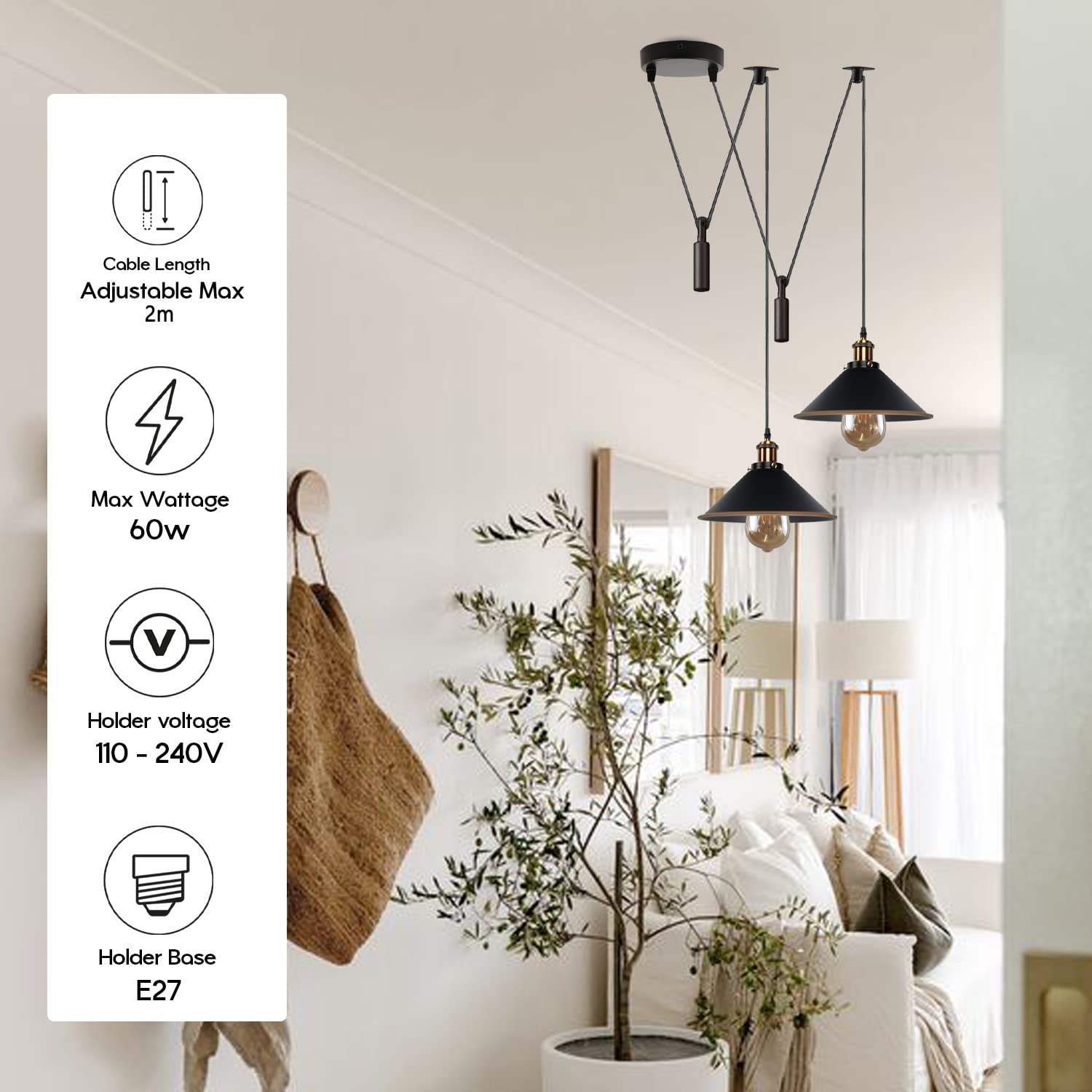 2 Light Spider Pendant Hanging Lamp ~6507