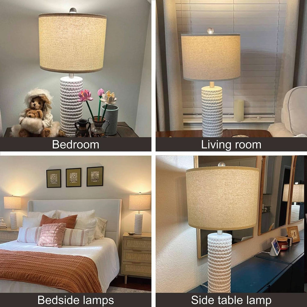 24 Inch Ceramic Table Lamp Set White-2