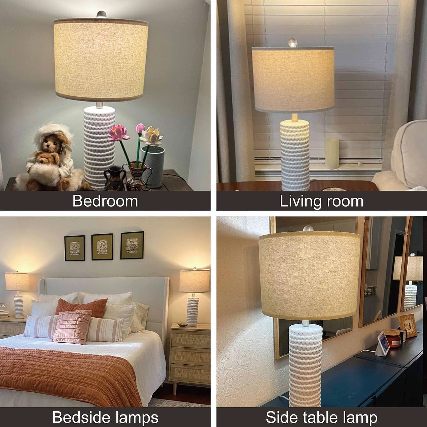 24 Inch Ceramic Table Lamp Set White-2