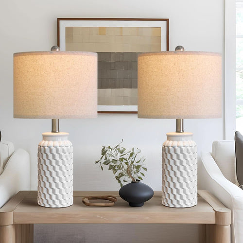 20.5 Inch White Ceramic Contemporary Bedside Lamps-0