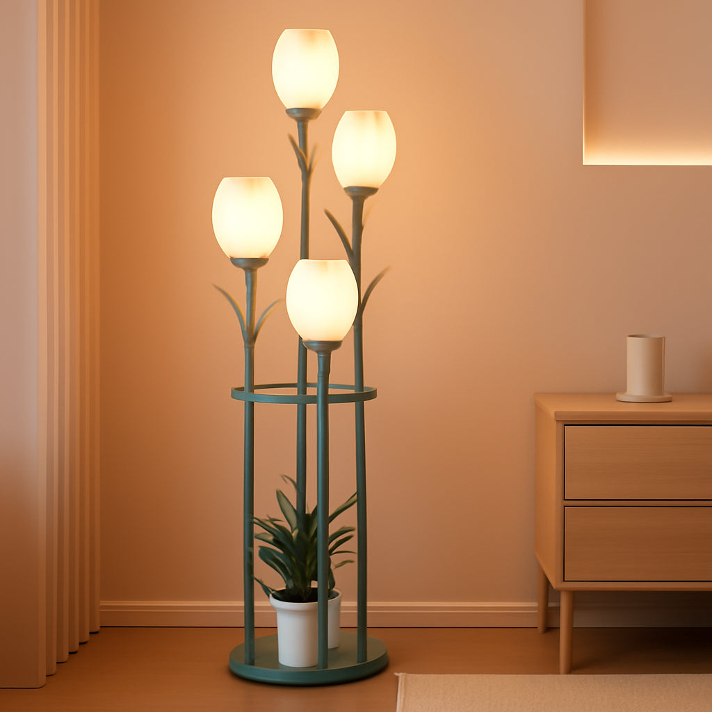 Verdigris Illuminating Tulip Three LED Floor Lamp Deco-0