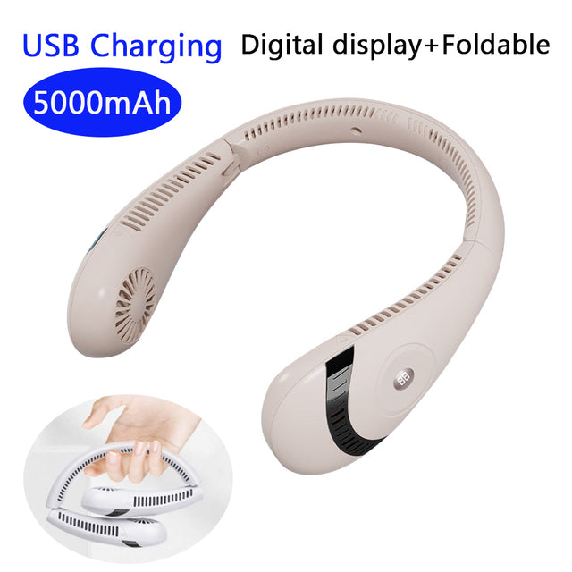 Portable Hanging Neck Fan with Digital Display