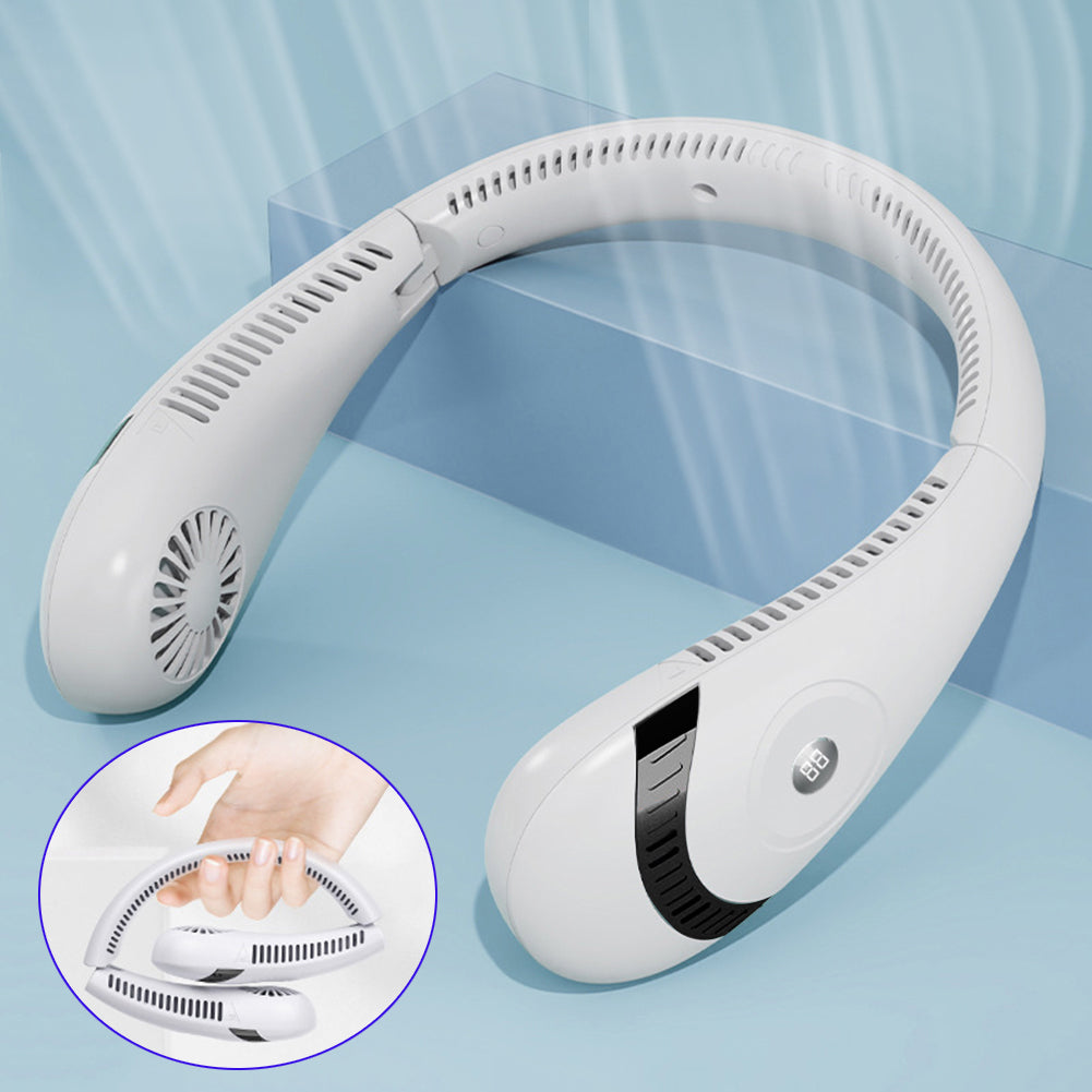 Portable Hanging Neck Fan with Digital Display