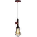 Rustic Red Pendant Light Steampunk Pipe Light Balloon Cage Lamp Hanging Indoor Light Fitting For Kitchen, Living room~1194-5