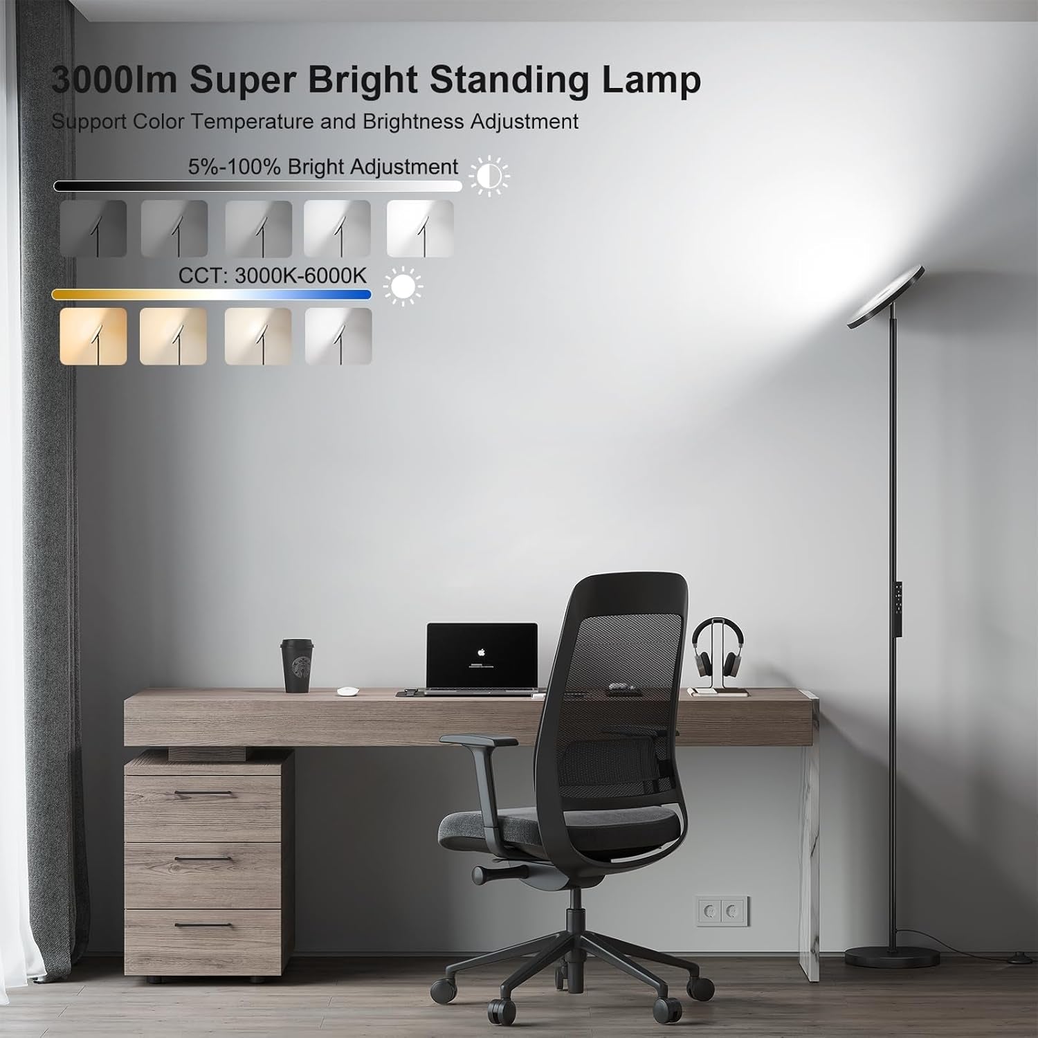 Luminous Floor Lamp 69Inch LED Dimmable Brightness-1