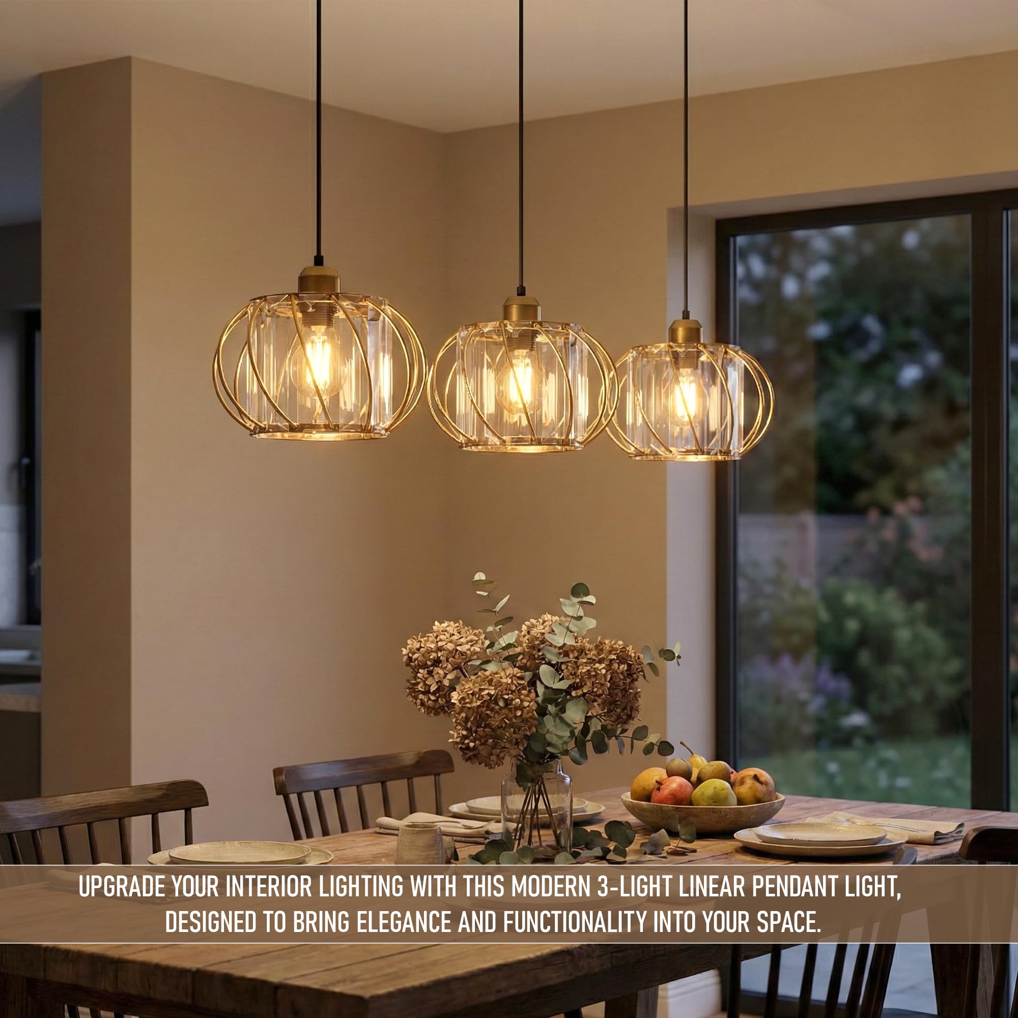 3 Light Crystal Glass Pendant Lamp ~6537